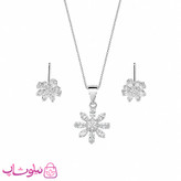 نیم ست زنانه نقره ظریف وارداتی عیار 925 مدل گل وزن 3/060 گرم کد 3466