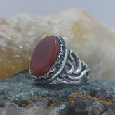 انگشتر نقره عقیق قرمز اصل یا حسین